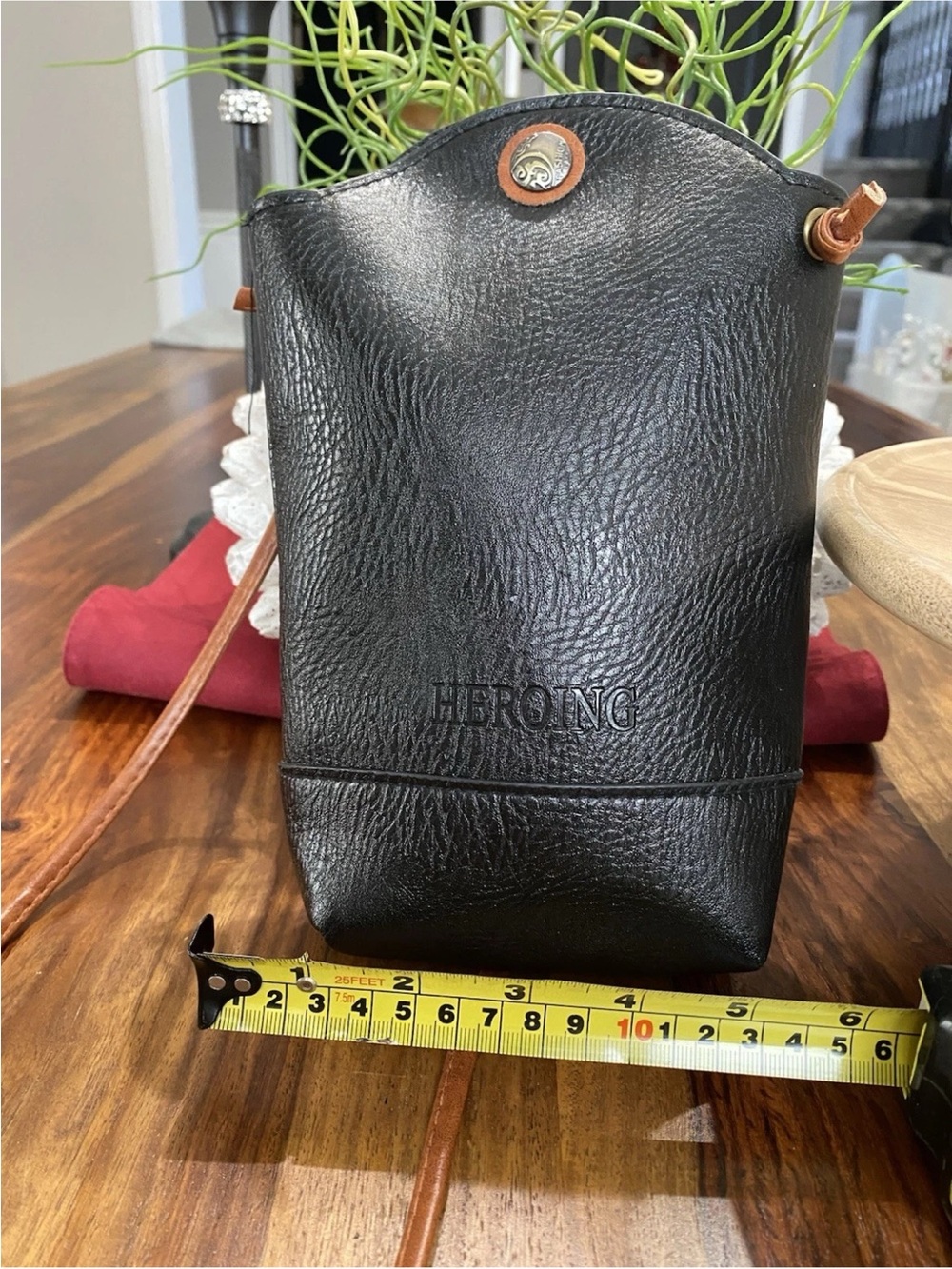 Black Leather Crossbody Bag for Women